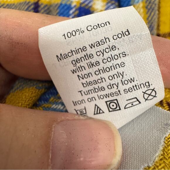 J Crew Yellow Blue Plaid Button Down Shirt Womens 6 Boy Fit Casual Flannel Fall - Picture 10 of 10